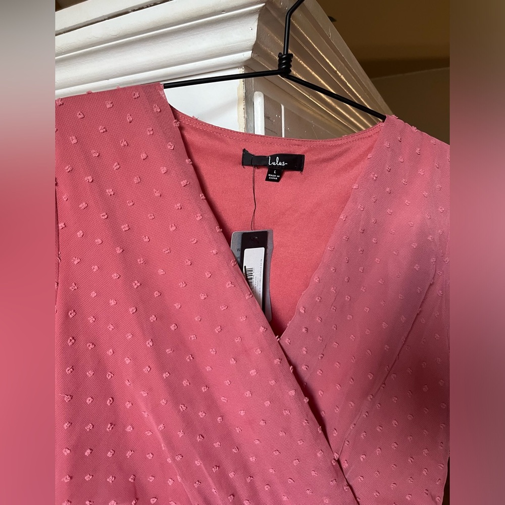 Lulu's Pink Ruffle Wrap Dress - Picture 4 of 5